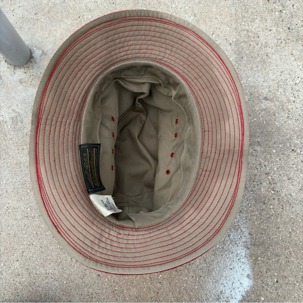 Vintage Eddie Bauer Red Fedora Wool Blend Leather Accent Made In USA Unisex  O/S